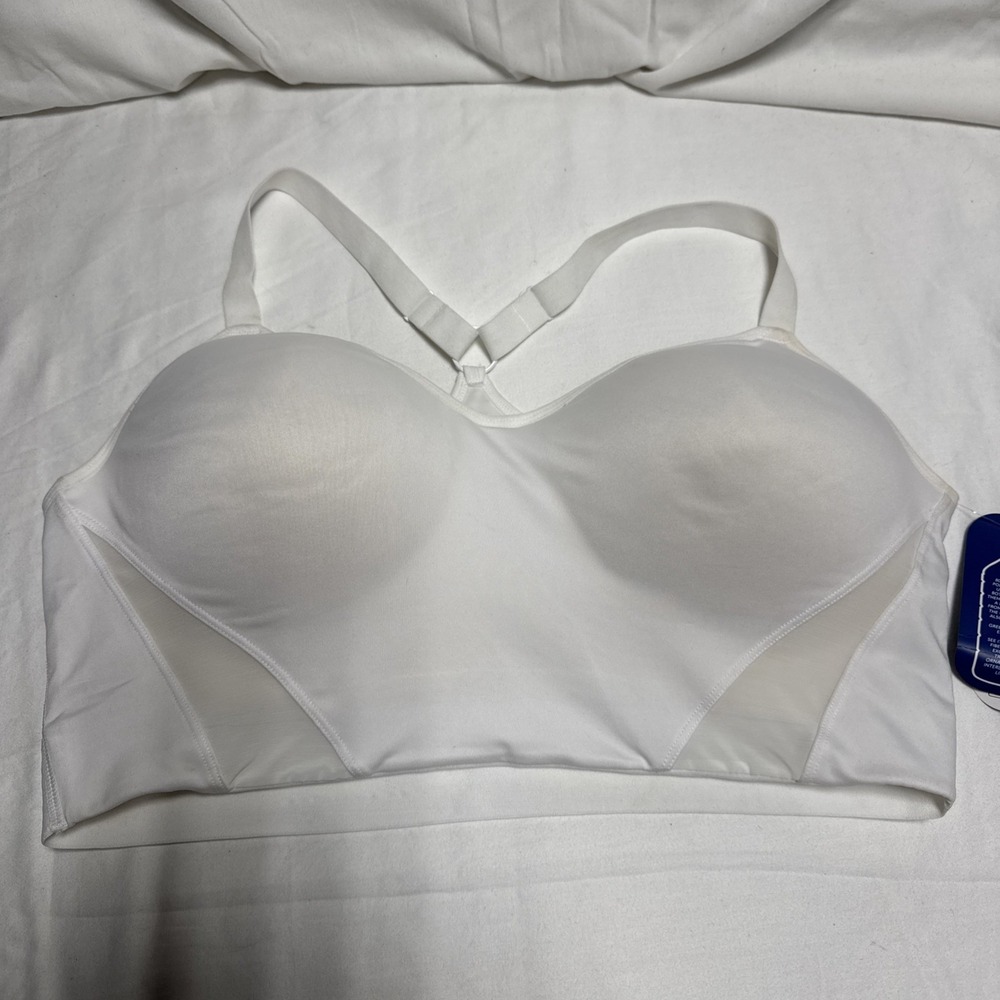 MTA Racerback Sport Bra #240 sz: XXL Athletic Pullover Wireless Padded WHITE
